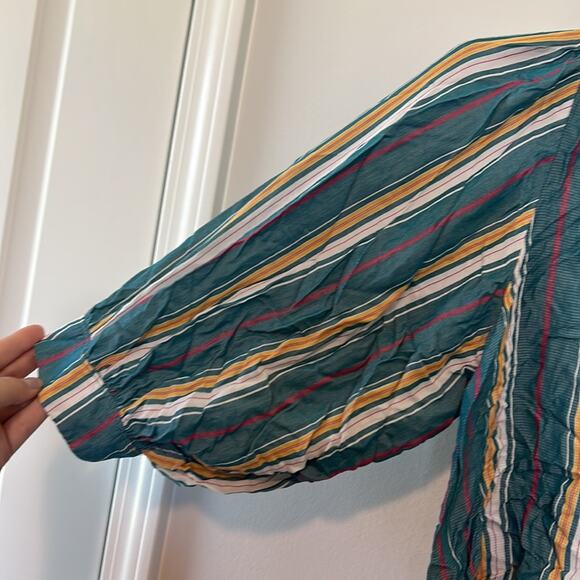 Anthropologie Maeve Striped Brenda Peasant Balloon Sleeve Blouse - Picture 3 of 13